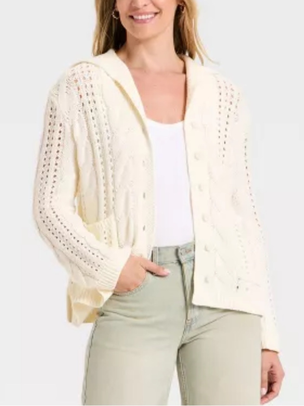 Women's Cable Cardigan - Universal‎ Thread™ Cream S